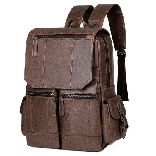 Minimalist Square Design For Men Sleek Korean Leather Laptop Backpack